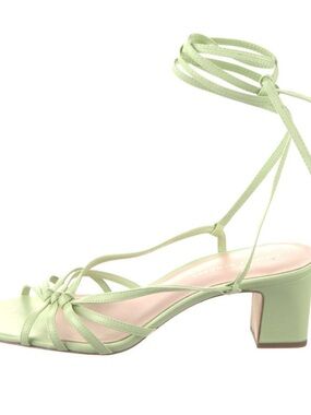 Loeffler Randall Pale Green Strappy Ankle-Tie Block Heel Sandal